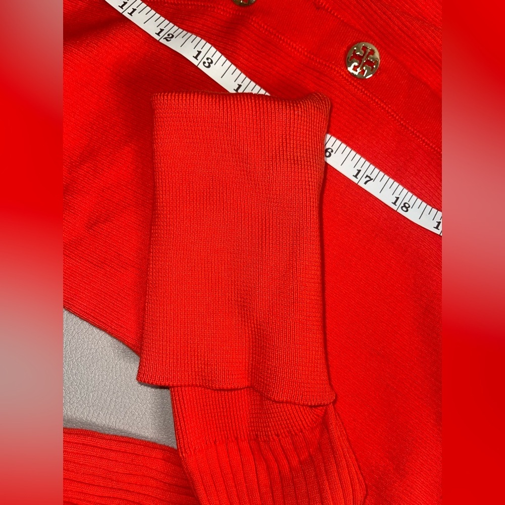 Tory Burch Red Button Down Ribbed Sweater - Picture 12 of 15
